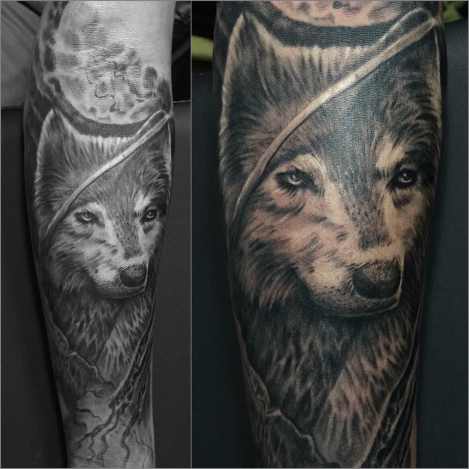 hình xăm xăm sói đẹp tattoo phong cách châu âu